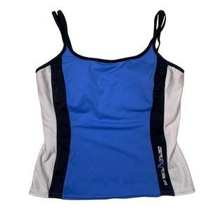 Women's Small (Tagged 12) – ZeroXposur Blue & Black Colorblock‎ Swim Tankini Top